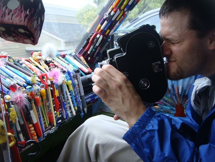 Paul Meyers Filming the Pen Car Dashboard with his Bolex 16mm