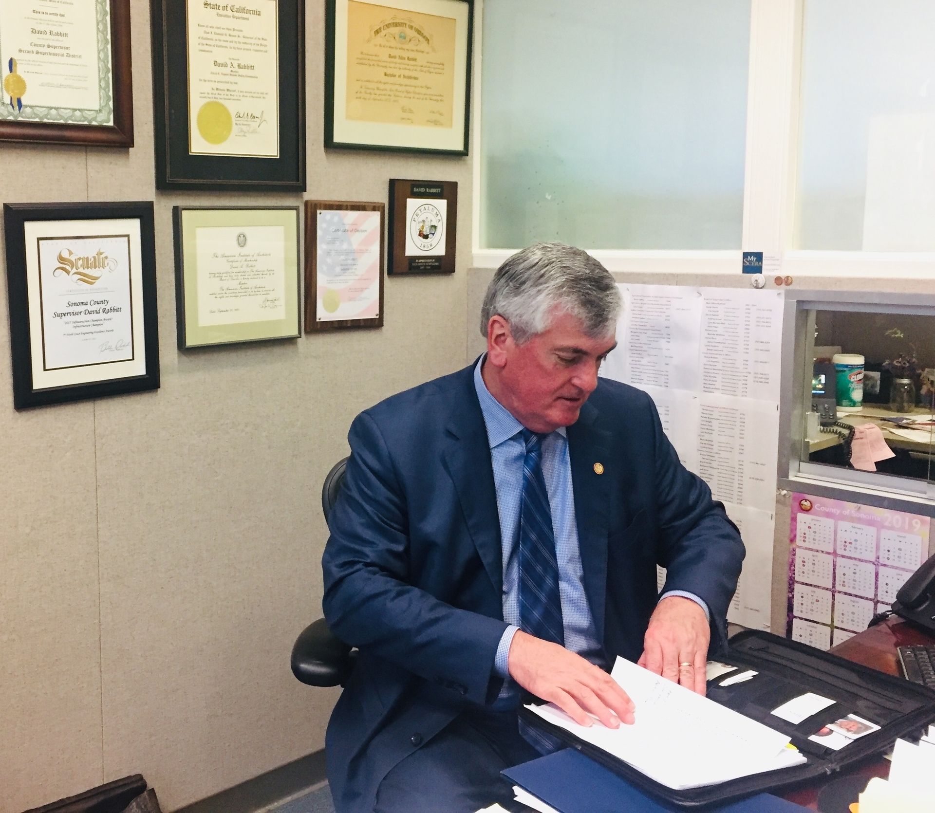 Supervisor David Rabbitt at his desk