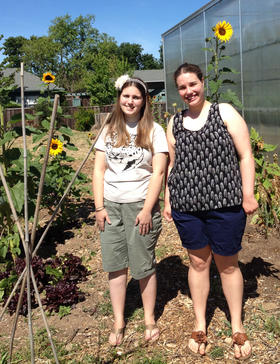 Tamsin Kearns (left) and Gwen Fisher at the edge of the 1 acre farm on the grounds of Sweetwater Spectrum in Sonoma