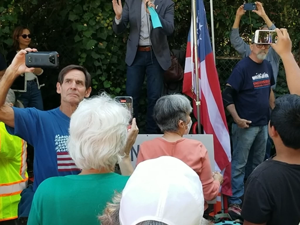 Senator Mike McGuire speaks to a Santa Rosa crowd in October 2025