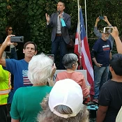 Senator Mike McGuire speaks to a Santa Rosa crowd in October 2025